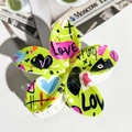 Graffiti style flower hair claw clip in grass green with LOVE pattern and colorful hearts - ABS / Grass Green Graffiti Letters-ABS Beige 149-1