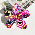 Pop art style floral hair claw clip with colorful comic prints on white resin - ABS / Comic Onomatopoeia Graffiti-ABS Beige 149-4
