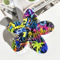 Flower hair claw clip with colorful street style graffiti pattern and glossy finish - ABS / Individual Street Painted-ABS Beige 149-7