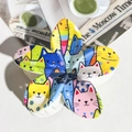 Floral frangipani hair claw clip with colorful cartoon cat print in ivory white - ABS / Cute Cartoon Cat-ABS Beige 150-1