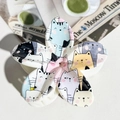 Frangipani hair claw clip with colorful cartoon cat pattern and creamy white finish - ABS / Lively Cute Cat-ABS Beige 150-3