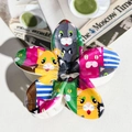 Floral claw clip with colorful cartoon cat patterns on glossy resin surface - ABS / Colorful Cat Print-ABS Beige 150-5