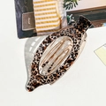 Elegant leopard print resin hair claw clip with golden metal inner mechanism - Coffee Leopard Print Oval Clip