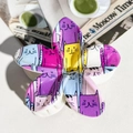 Floral claw clip with colorful cartoon cat patterns in a vibrant aesthetic style - ABS / Colorful Cat Illustration-ABS Beige 150-7