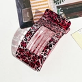 Pink leopard print rectangular hair claw clip with stylish tortoiseshell pattern - Red Leopard Print Square Clip