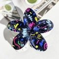 Floral hair claw clip in black with colorful graffiti patterns and secure grip - ABS / Black Art Graffiti-ABS Beige 153-3