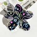 Black frangipani hair claw clip with colorful graffiti patterns and star details - ABS / Black Fashion Pop-ABS Beige 153-5