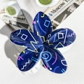 Starry dark blue flower hair claw clip with colorful Memphis geometric patterns and glitter - ABS / Memphis Geometric Shimmer-ABS Beige 153-7
