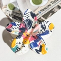 Tropical frangipani hair claw clip with colorful abstract graffiti print in white - ABS / Colorful Holiday Graffiti-ABS Beige 155-6