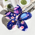 Floral claw clip with celestial universe patterns and glossy star galaxy design - ABS / Universe Space Print-ABS Beige 156-1