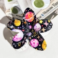 Five-petal flower hair claw clip with space galaxy print on polished black resin surface - ABS / Black Galaxy Print-ABS Beige 156-4