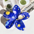 Floral hair claw clip with dark blue galaxy star pattern and glossy acrylic finish - ABS / Deep Blue Galaxy Universe-ABS Beige 156-8