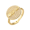 Exquisite 18K gold plated MAMA ring with white zircon pavé setting on white background - Adjustable Open / Style 14629 (MAMA Letter)