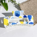 Blue botanical pattern hair claw clip with abstract leaf prints on white base - Abstract Plant Pattern (140-5)