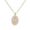 Collana con ciondolo ovale Vergine Maria placcata oro con zirconi cubici - Motivo San Giuda (24920)
