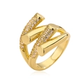 Anillo geométrico multicapa en acabado dorado con micro-pavé de circonitas blancas - Estilo Geométrico Entrelazado (14274)
