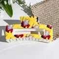 Yellow rectangular hair claw clip with King of Hearts UV print and ivory comb teeth - Yellow Poker King (143-1)