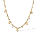 Detailed close-up of 18K gold-plated heart pendant and sparkling crystal on a chain - Heart and Zirconia (24951)