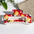 Large bright red hair claw clip with yellow hair knight print and ivory white resin teeth - Red Cartoon Knight (143-5)
