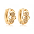 Minimalist 18K gold plated hoop earrings with hollow circular design and white zircon stones - Gold