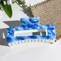 Nautical style blue hair claw clip with shell and anchor print for women hairstyles - Blue Ocean Elements (144-1)