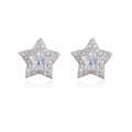 Prachtige 18K vergulde koperen ster oorbellen met fonkelende zirkonia stenen voor dames - Zilveren Pentagram (45877) / Zilveren Ster
