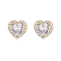 Elegante 18K vergulde hart oorknopjes met zirkonia stenen en glinsterende pavé halo - Gouden Hart (45878) / Gouden Hart