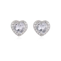 Elegante zilveren hartvormige oorknopjes met grote zirkoon en kristallen halo-ring - Zilveren Hart (45879) / Zilveren Hart