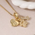 Macro di ciondoli a cuore, zampa e osso in rame placcato oro 18K con zirconi scintillanti - Cuore Zampa Osso (24969) / Oro