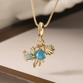 Collana placcata oro 18 carati con pendenti a forma di granchio e conchiglia con zirconi - Granchio Conchiglia (24972) / Oro