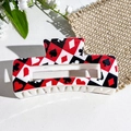 Square hair claw clip with poker card suits print in white, red and black colors - Poker Suits Pattern (145-1)