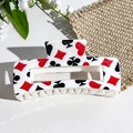 Cream square hair claw clip featuring creative playing card poker suits print design - Poker Hearts and Clubs (145-2)