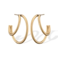 Orecchini a cerchio doppio geometrici dorati lucidi con un design minimalista in metallo - Oro