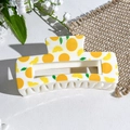 Square orange fruit print hair claw clip made of cream acetate for thick hair - Orange Slice Pattern (146-2) / ABS