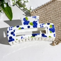 Blueberry print rectangular claw clip with blue berry pattern on white background - Blueberry Pattern (146-5) / ABS