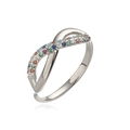 Offener 18K vergoldeter Infinity Ring mit bunten Zirkonia für einen modernen Damenlook - Einstellbar Offen / Silber