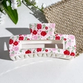Elegant white square hair claw clip with red and pink rose floral print design - Red and Pink Rose Floral (148-4) / ABS