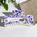 Rectangle hair claw clip with purple floral UV print and sturdy white inner teeth - Purple Floral Pattern (148-7) / ABS