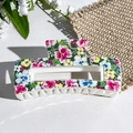 Square hair claw clip with colorful floral pattern and white teeth for women hairstyles - Colorful Floral Style (148-10) / ABS