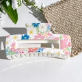 Floral rectangle hair claw clip with colorful daisy print on creamy acrylic base - Dense Multicolor Floral (148-11) / ABS
