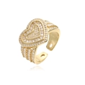 Luxurious 18K gold plated heart cross ring with sparkling zircon inlays and adjustable band - Adjustable Open / Heart Style (14724)