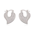 Boucles d'oreilles créoles cœur argentées avec pavé de zircons au style minimaliste - Argenté
