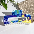 Graffiti style square hair claw clip featuring urban art design in blue and purple - Urban Break Street Graffiti (149-6) / ABS