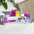 Rectangular hair claw clip with colorful cartoon cat patterns in a cream finish - Colorful Expression Cats (150-2) / ABS
