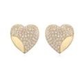 Details zu Herz-Ohrsteckern mit 18K Vergoldung, Zirkonia-Pflaster und poliertem Finish - Gespleißter Strass-Pave-Herz-Stil (45947)