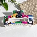 Rectangle hair claw clip with colorful cartoon cat print on a white background - Lively Cat Print (150-5) / ABS