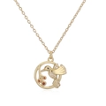 Detail of 18K gold bird pendant with sparkling cubic zirconia and orange gemstones - Hummingbird Circle Style (25079)