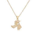 Elegant 18K gold plated hummingbird necklace with sparkling white and pink zircon stones - Spreading Hummingbird Style (25080)