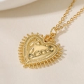 18K gold plated heart cross pendant necklace with crown clasp on textured paper - Crown Dotted Heart Style (25116)