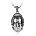 Pendente Buddha in acciaio inossidabile retrò con finitura vintage e catena a sfere - Testa di Buddha Vintage (BP8-026)
